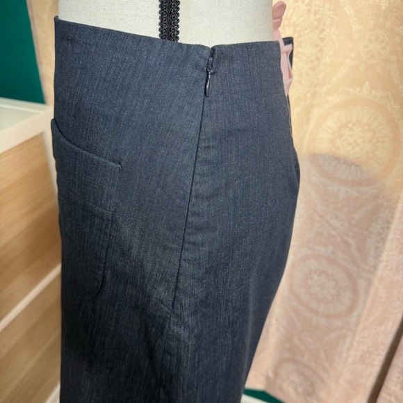 LOFT Womens Lined A-Line Skirt Blue Side Zip Pockets Above Knee Work Size 2 - Picture 3 of 6